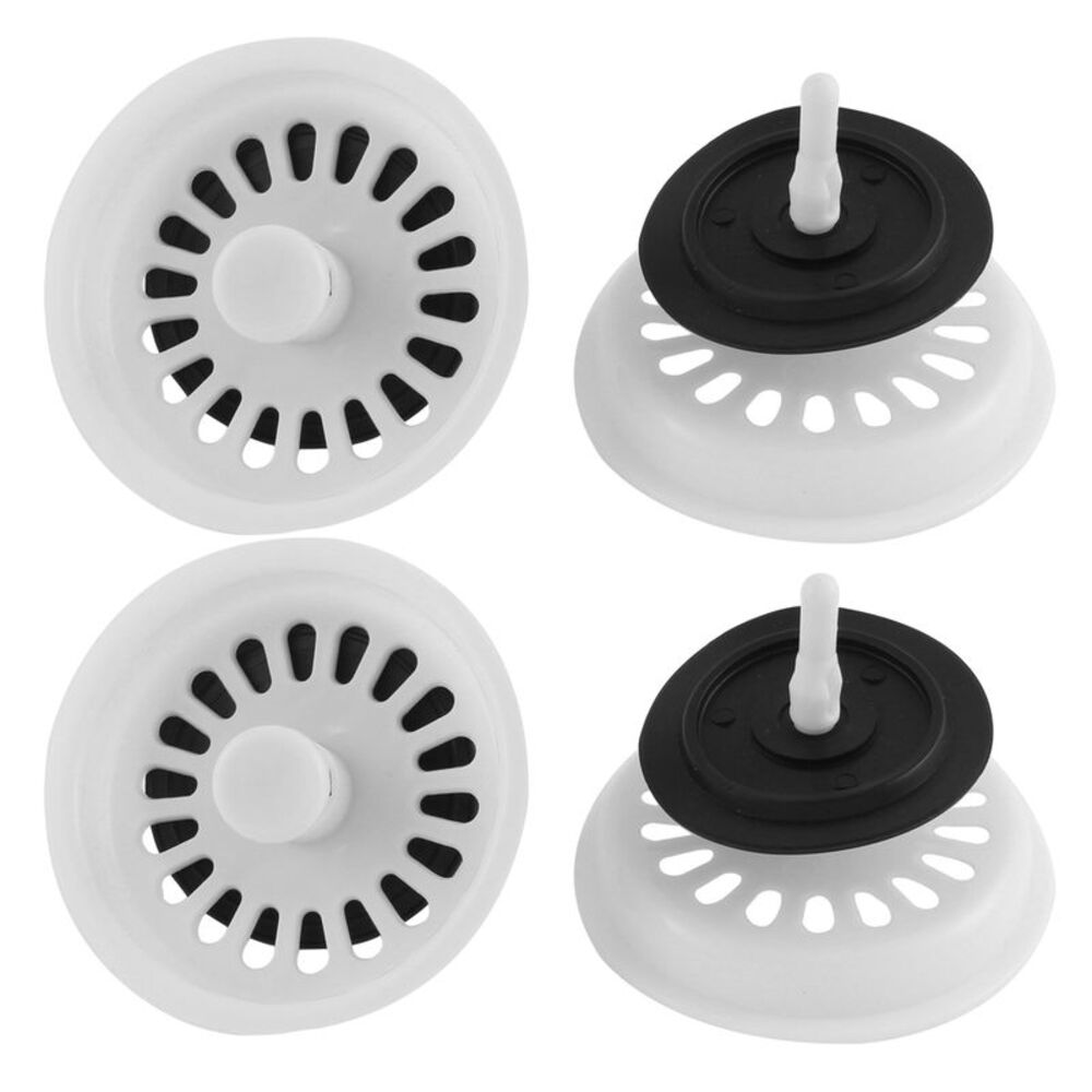 Plastic Bathroom Sink Strainer Drainer Drain Stopper Filter 4pcs White